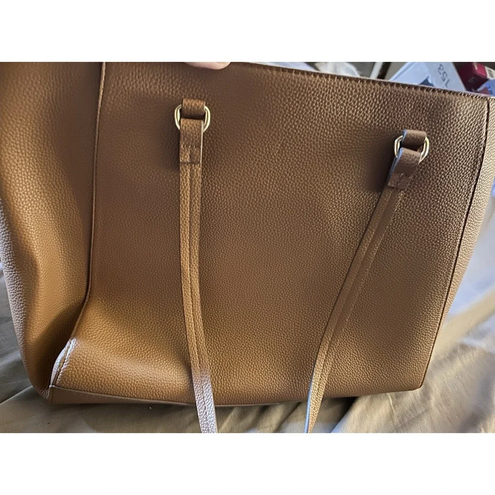 Nanette‎ Lepore Pebbled Leather Zip-Top Tote Brown!